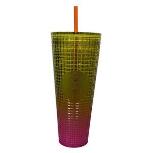 Starbucks 2022 Tumbler Summer Ombre Lemon Yellow Pink Studded Venti 24oz